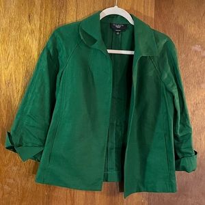 TALBOTS Irish Linen Green Jacket Petites Sz M